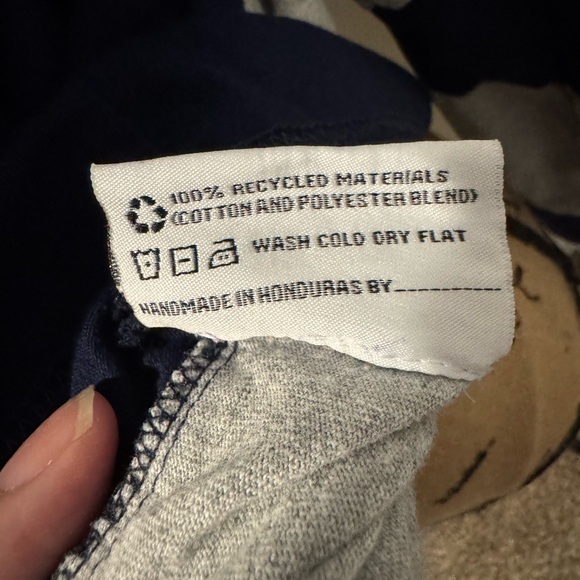 Navy and Gray Striped Women's Crew Neck Sweater - Picture 3 of 3